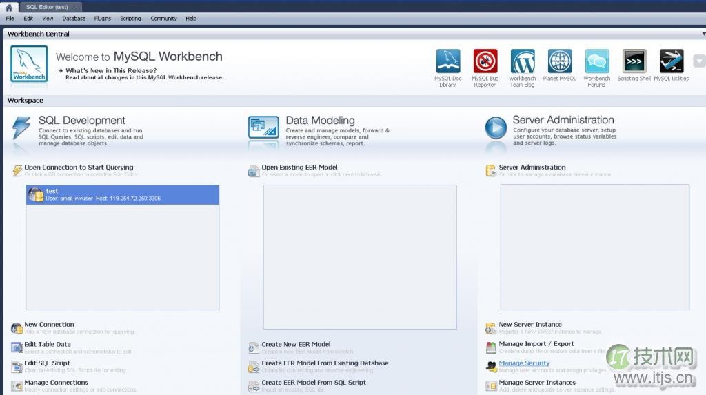 简单介绍一下MySQL Workbench的图形界面(图1) 简单介绍一下MySQL Workbench的图形界面(图1)
