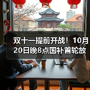 双十一提前开战！10月20日晚8点国补首轮放价，平台红包+满 - 辰飞雨新媒体情报驿站